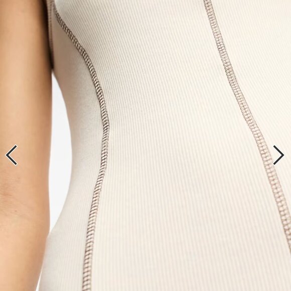 ASOS DESIGN sleeveless maxi dress ribbed contrast stitch in cream XS (US 0) - Picture 4 of 4